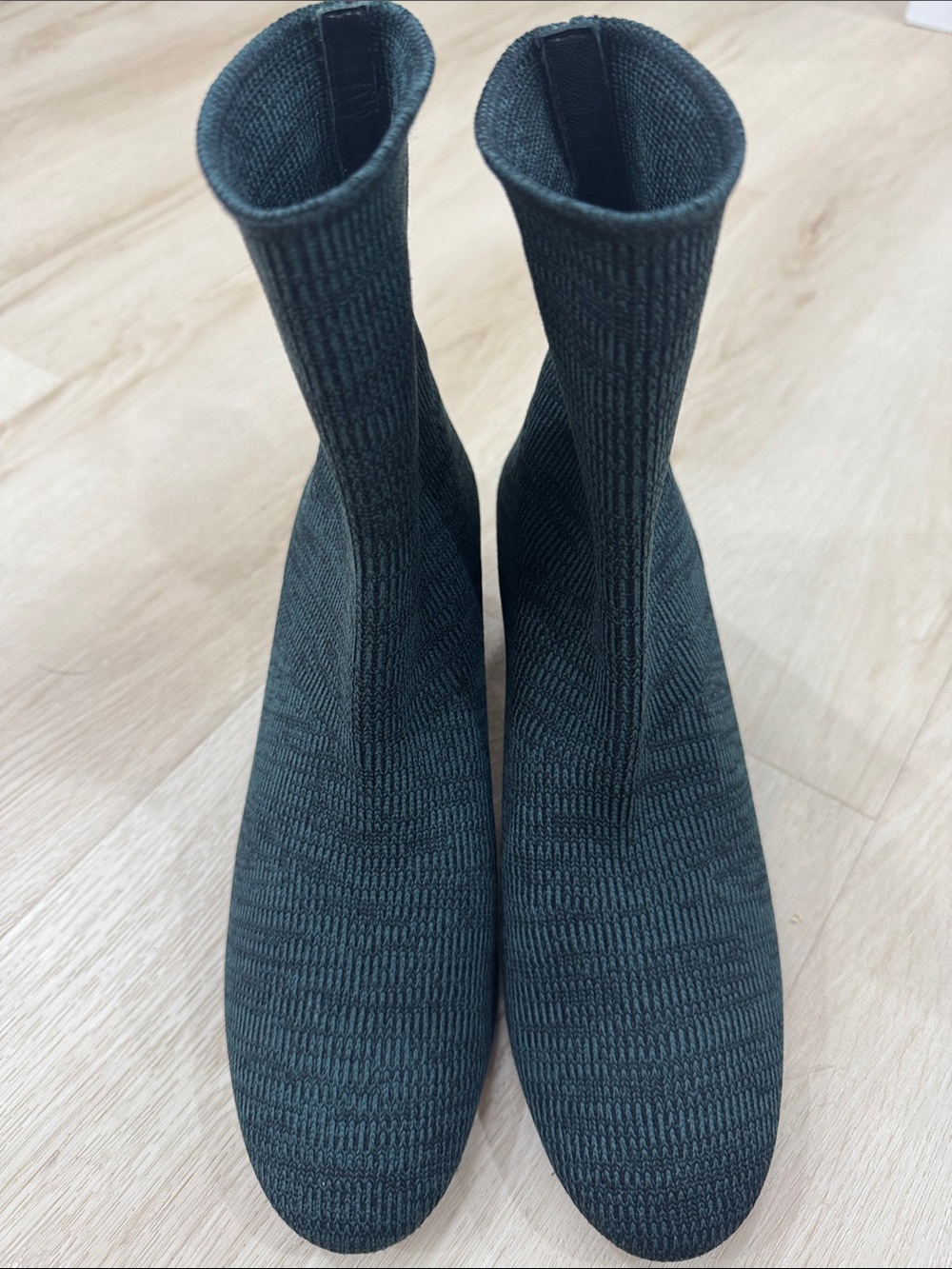 Vince Tasha Black Knit Sock Ankle Boots